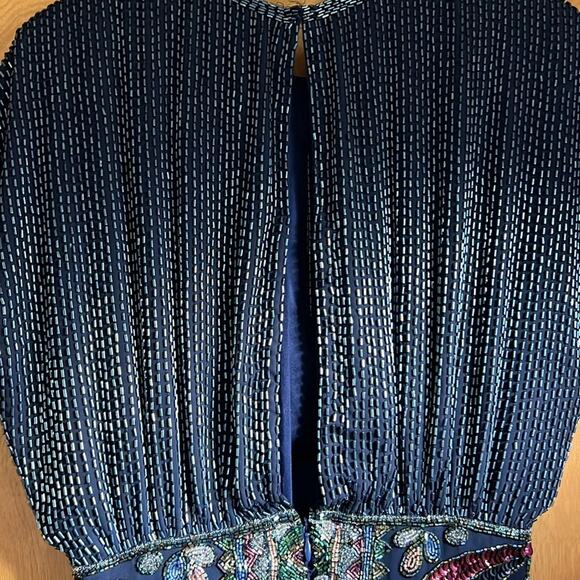 SHERRI HILL Beaded Cocktail Mini Dress Navy Size 0 Style # 52223 - Picture 5 of 5